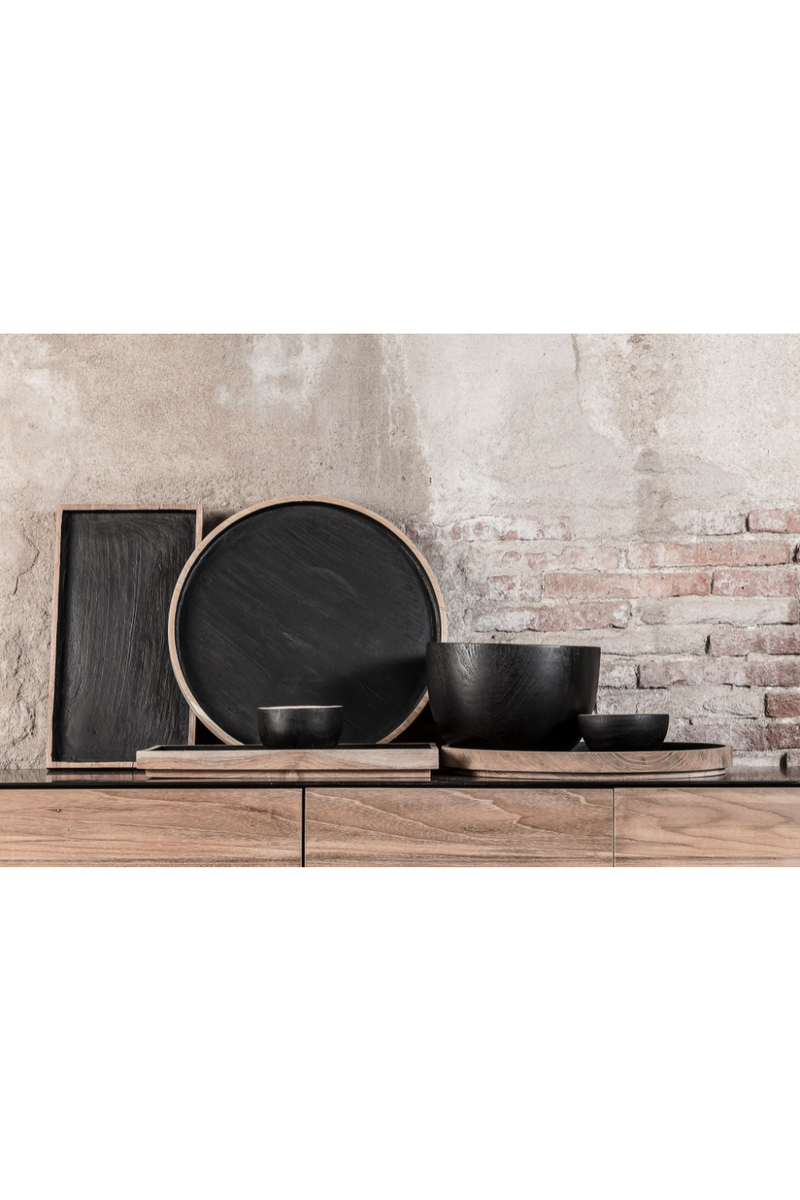 Black Teak Circular Tray | Dareels Dark | OROA TRADE