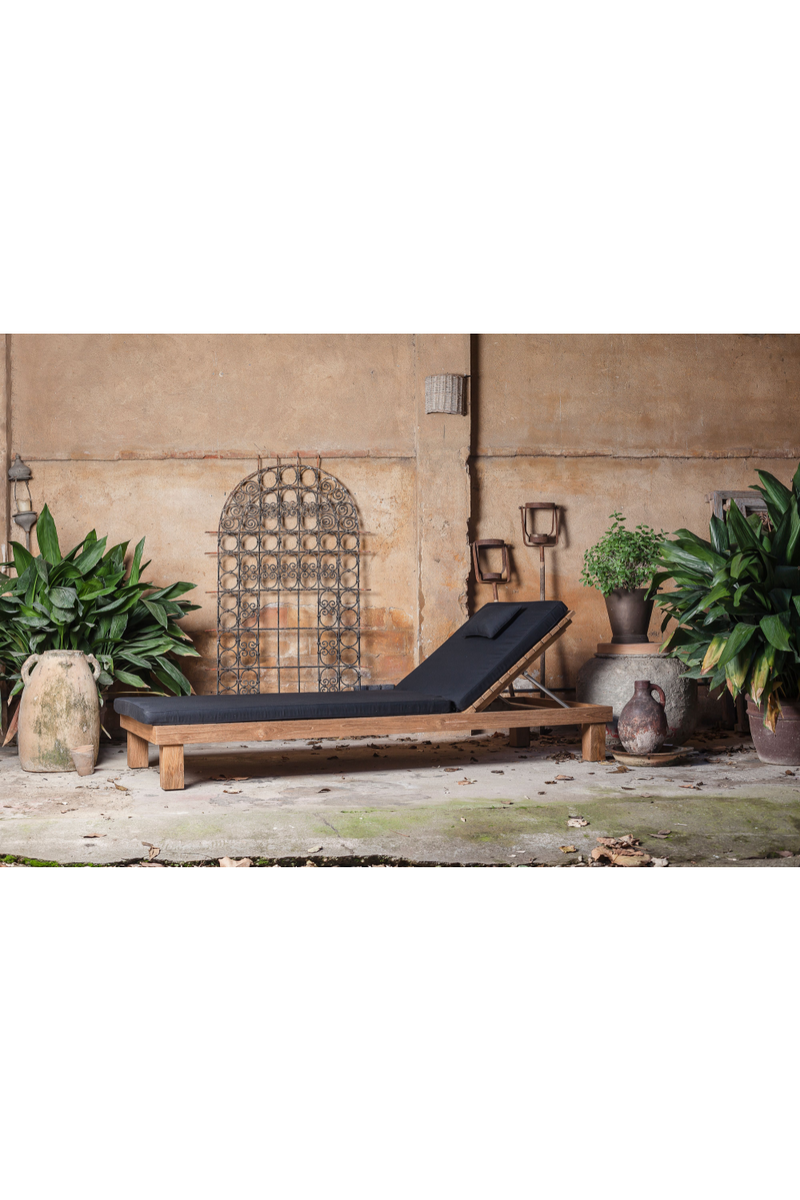 Black Cushioned Teak Sunbed | Dareels Strauss SB (structure) | OROA TRADE