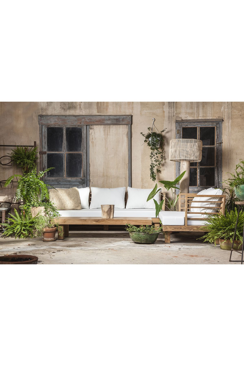 White Cushioned Teak Outdoor Sofa | Dareels Strauss SF2 | OROA TRADE