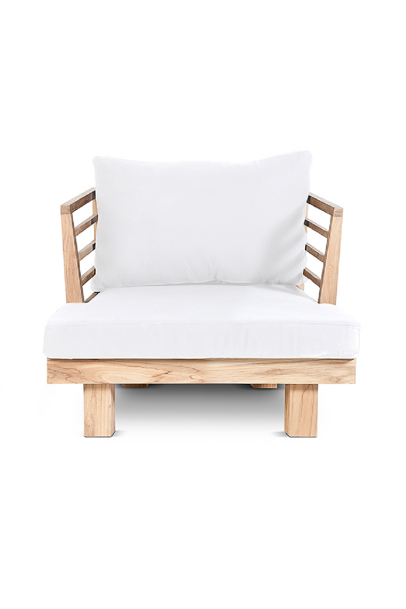 White Cushioned Teak Outdoor Armchair | Dareels Strauss AC | Oroatrade.com