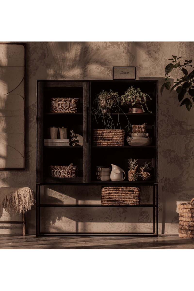 Black Wooden Cabinet With Glass Door | dBodhi Karma | OROA TRADE