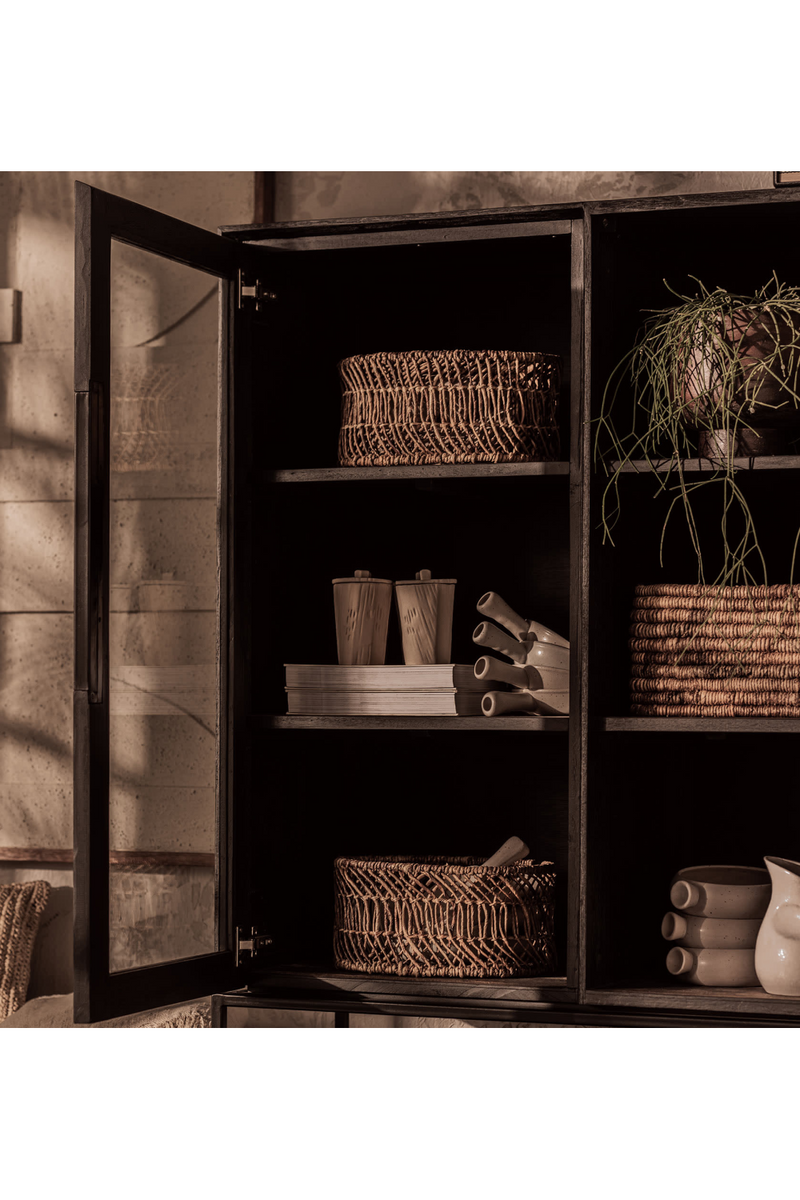 Black Wooden Cabinet With Glass Door | dBodhi Karma | OROA TRADE