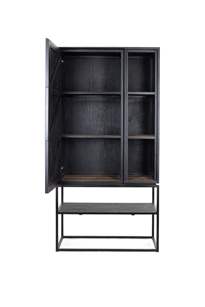 Charcoal Wooden Cabinet With Open Rack | dBodhi Karma | OROA TRADE