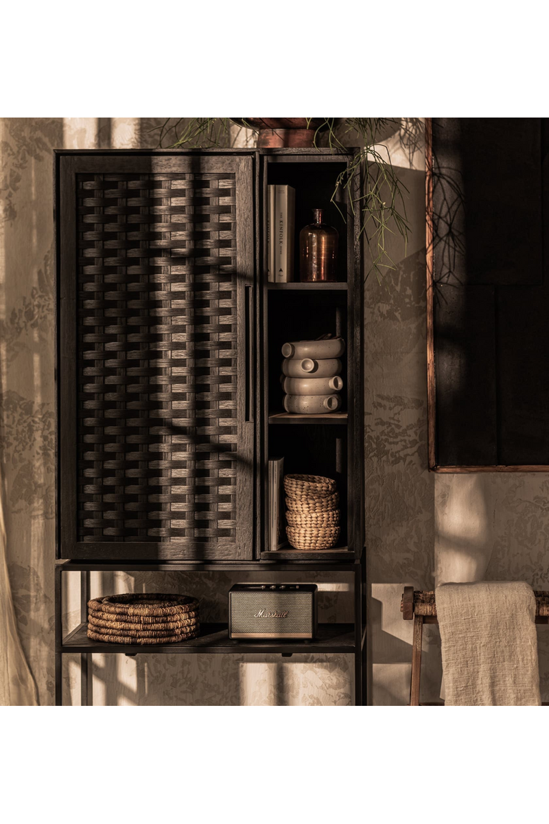 Charcoal Wooden Cabinet With Open Rack | dBodhi Karma | OROA TRADE