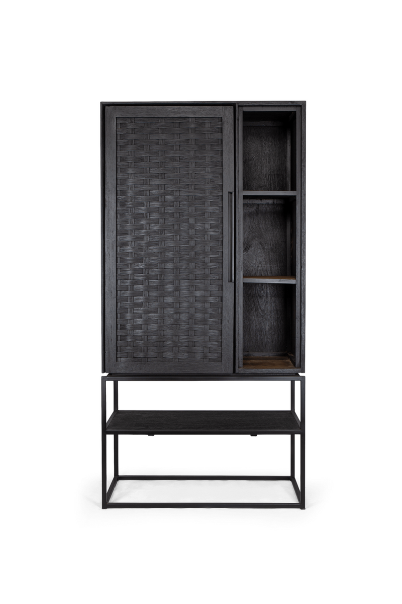 Charcoal Wooden Cabinet With Open Rack | dBodhi Karma | OROA TRADE