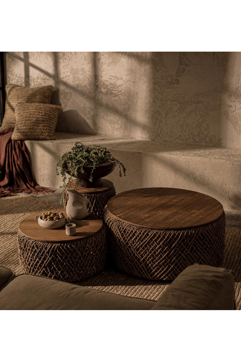 Round Woven Abaca Coffee Table Set (3) | dBodhi Knut | Oroatrade.com