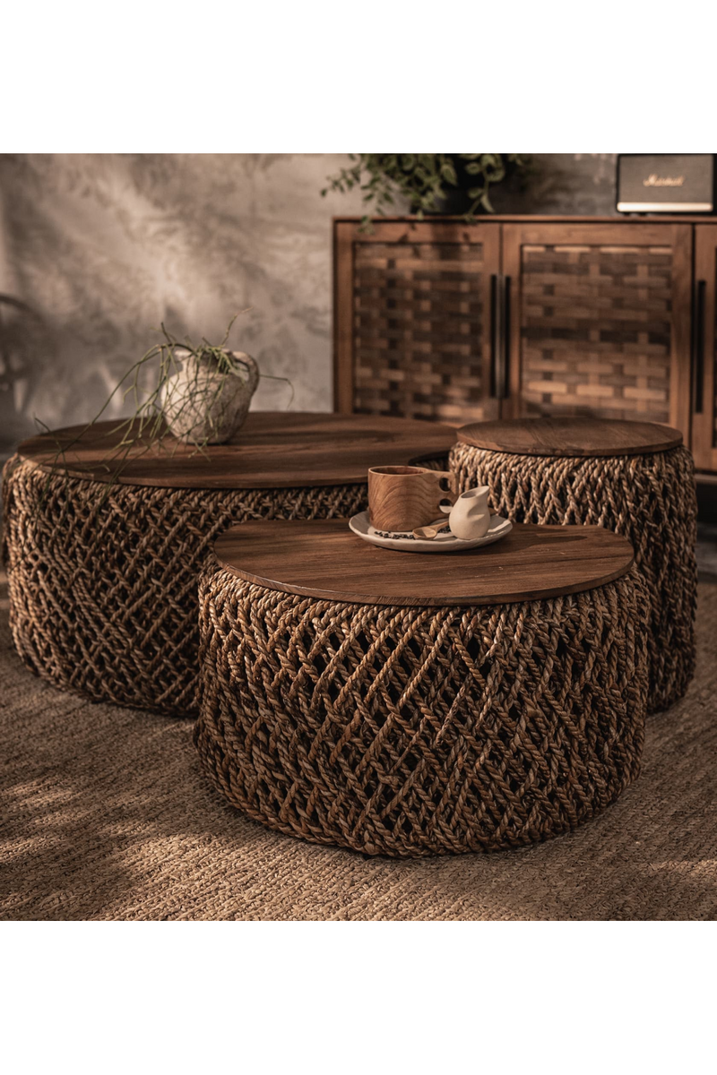 Round Abaca Coffee Table Set (3) | dBodhi Knut | Oroatrade