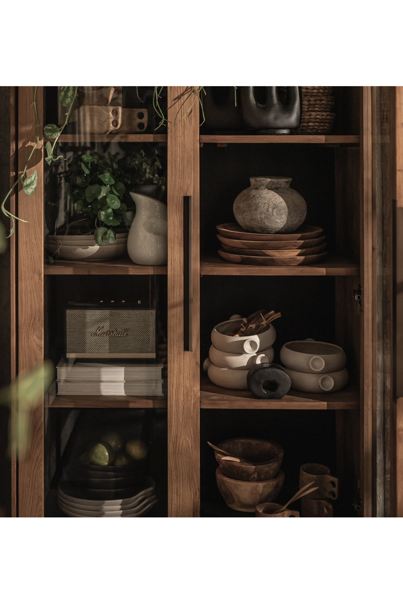 Natural Wooden 2-Glass Door Cabinet | dBodhi Karma | Oroatrade.com