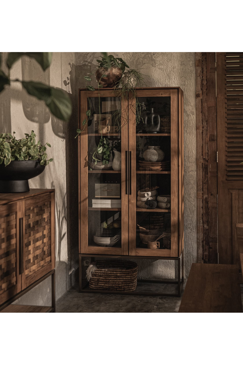 Natural Wooden 2-Glass Door Cabinet | dBodhi Karma | Oroatrade.com