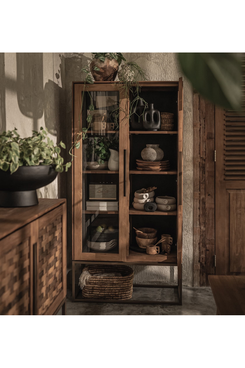 Natural Wooden 2-Glass Door Cabinet | dBodhi Karma | Oroatrade.com