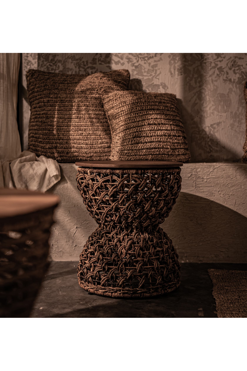 Hourglass Shaped Wooden Stool | dBodhi Rebana Sopran | OROA TRADE
