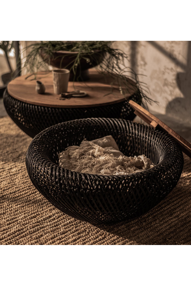 Black Rattan Storage Coffee Table | dBodhi Wave | OROA TRADE