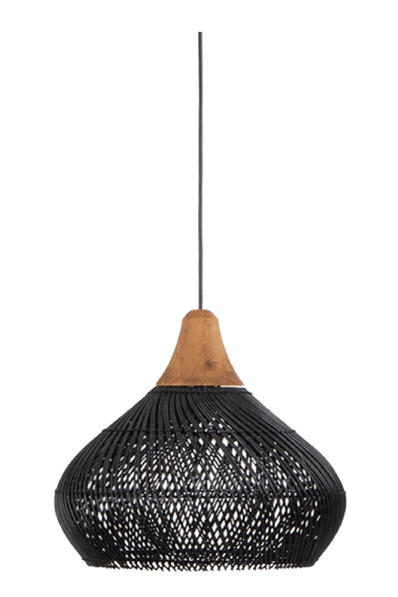Black Braided Rattan Hang Lamp | dBodhi Bell | OROA TRADE