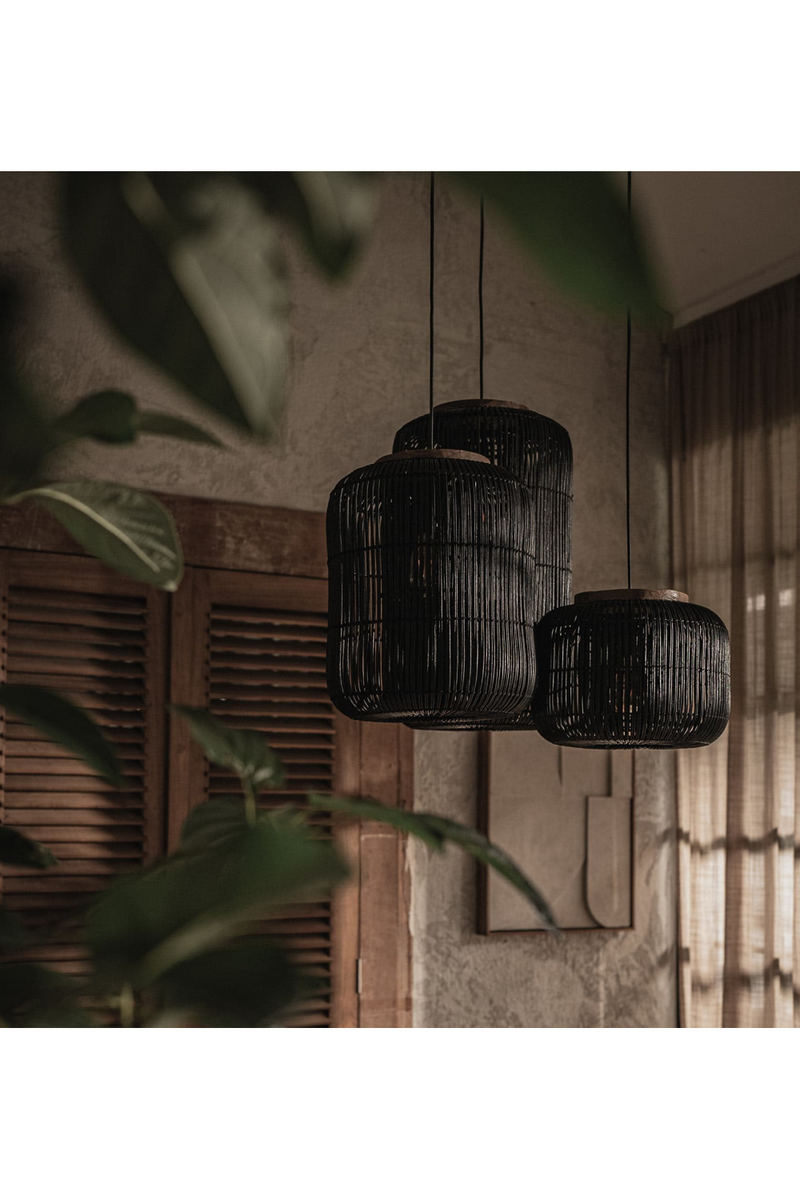 Black Rattan Hanging Lamp | dBodhi Barrel | OROA TRADE