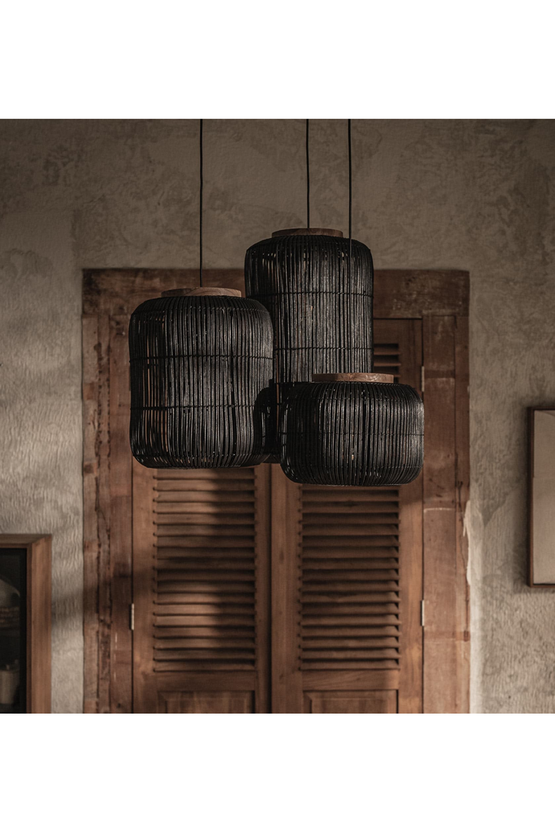 Black Rattan Hanging Lamp | dBodhi Barrel | OROA TRADE