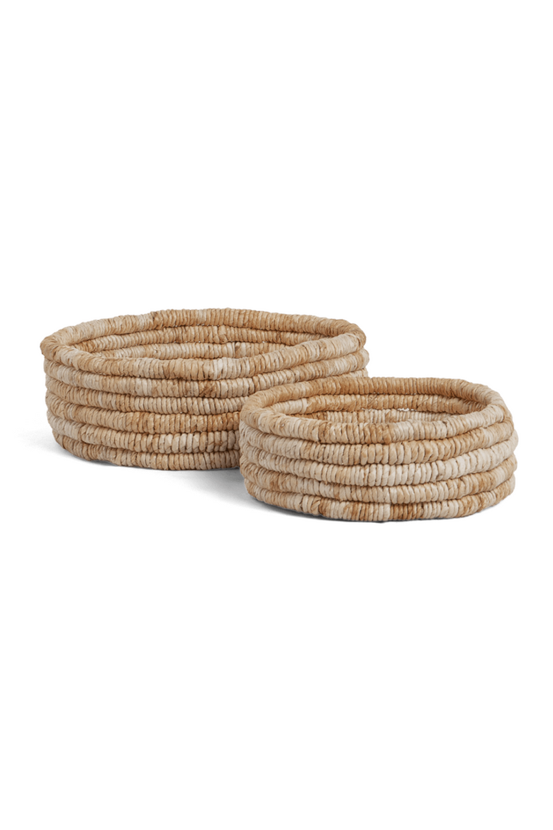 Round Woven Abaca Low Basket Set (2) | dBodhi Caterpillar Ambang | OROA TRADE