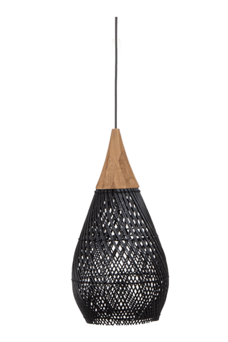 Rustic Black Rattan Hanging Lamp | dBodhi Horn | OROA TRADE