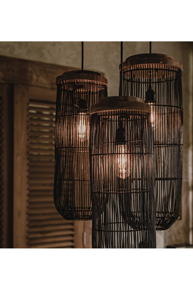 Black Cylindrical Rattan Hanging Lamp | dBodhi Tub | Oroatrade.com