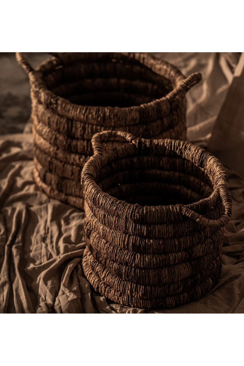 Round Abaca Basket With Handle | dBodhi Caterpillar Sago | OROA TRADE