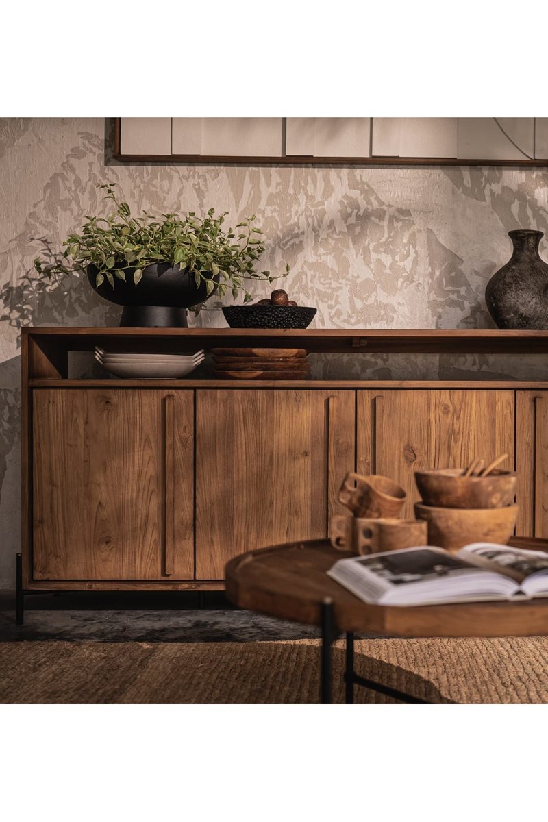 Wooden Farmhouse Sideboard With Open Rack | dBodhi Outline | OROA TRADE