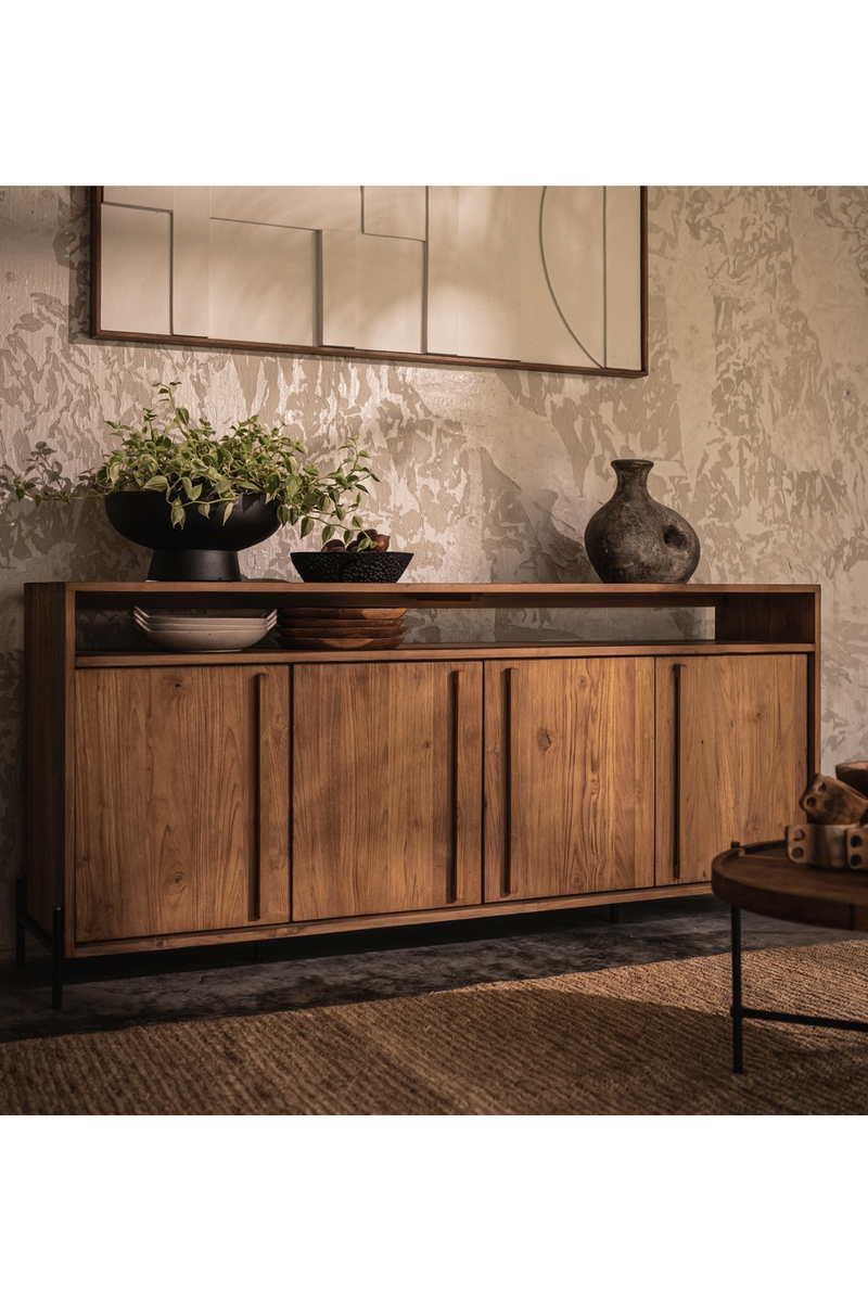 Wooden Farmhouse Sideboard With Open Rack | dBodhi Outline | OROA TRADE