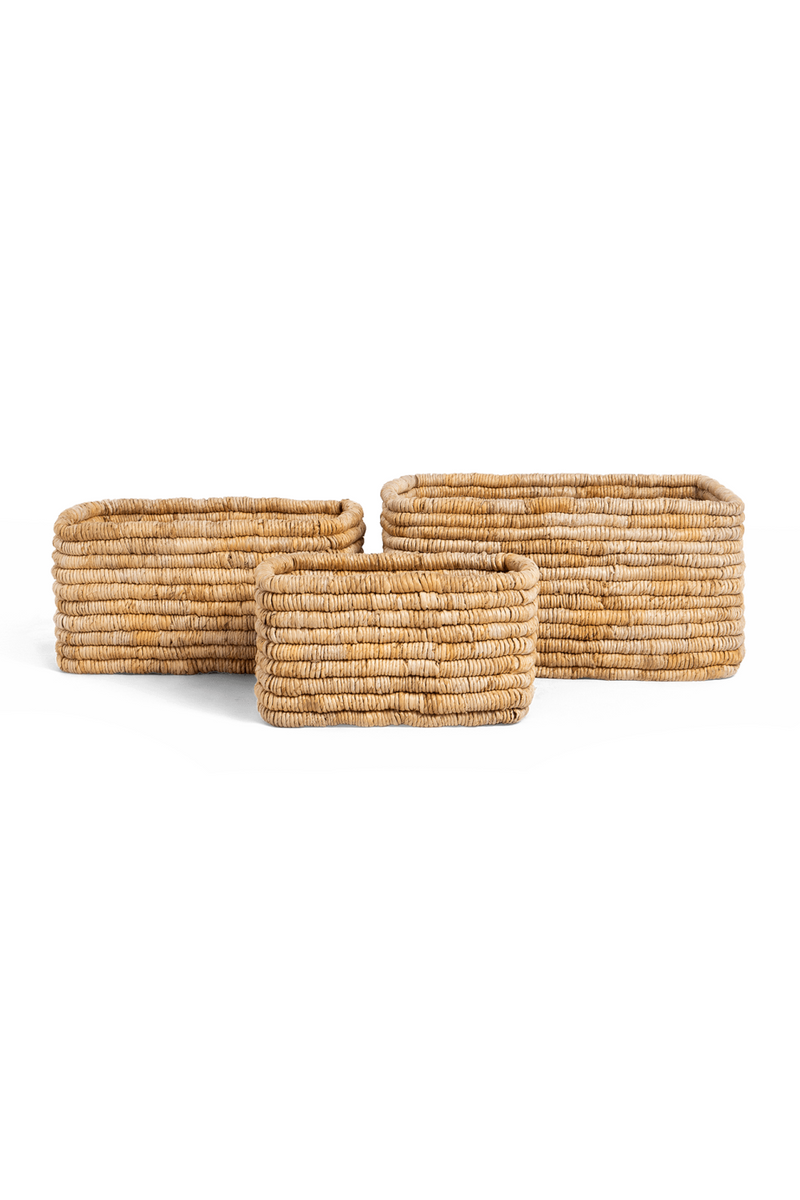 Rectangular Woven Abaca Basket Set (3) | dBodhi Caterpillar Ambang | OROA TRADE