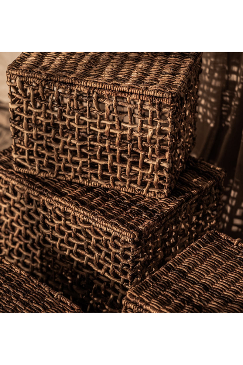 Rectangular Lidded Abaca Basket Set (2) | dBodhi Rinjani | OROA TRADE