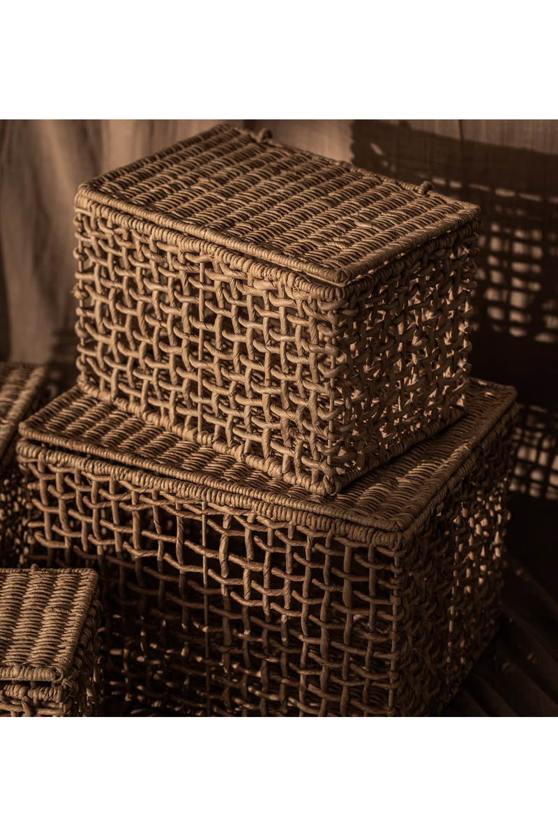 Rectangular Lidded Abaca Basket Set (2) | dBodhi Rinjani | OROA TRADE