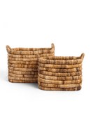 Rectangular Abaca Basket With Handle Set (2) | dBodhi Caterpillar Sago | Oroatrade.com