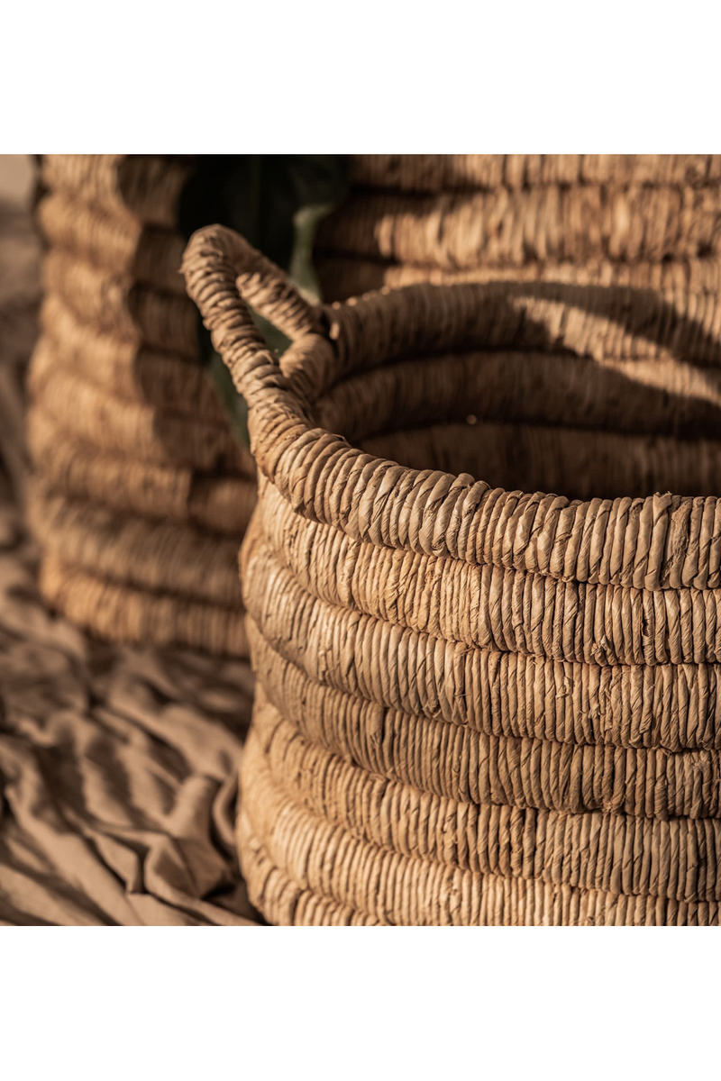 Rectangular Abaca Basket With Handle Set (2) | dBodhi Caterpillar Sago | OROA TRADE