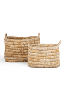 Rectangular Abaca Basket With Handle Set (2) | dBodhi Caterpillar Sago | Oroatrade.com
