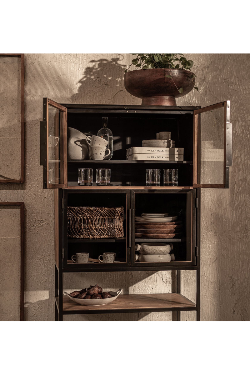 Black Wooden Glass Door Kitchen Cabinet | dBodhi Salvage | OROA TRADE