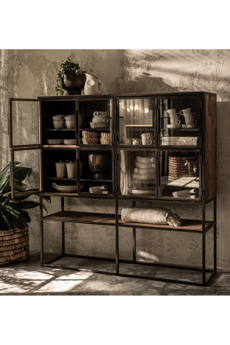 Black Wooden Glass Door Kitchen Cabinet | dBodhi Salvage | OROA TRADE