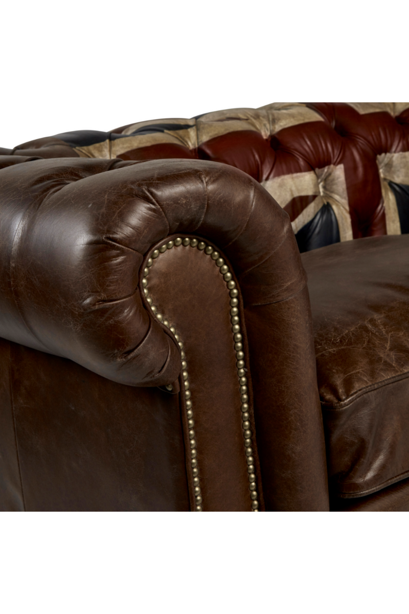 Dark Brown Leather Union Jack Sofa | Andrew Martin Rebel | OROATRADE