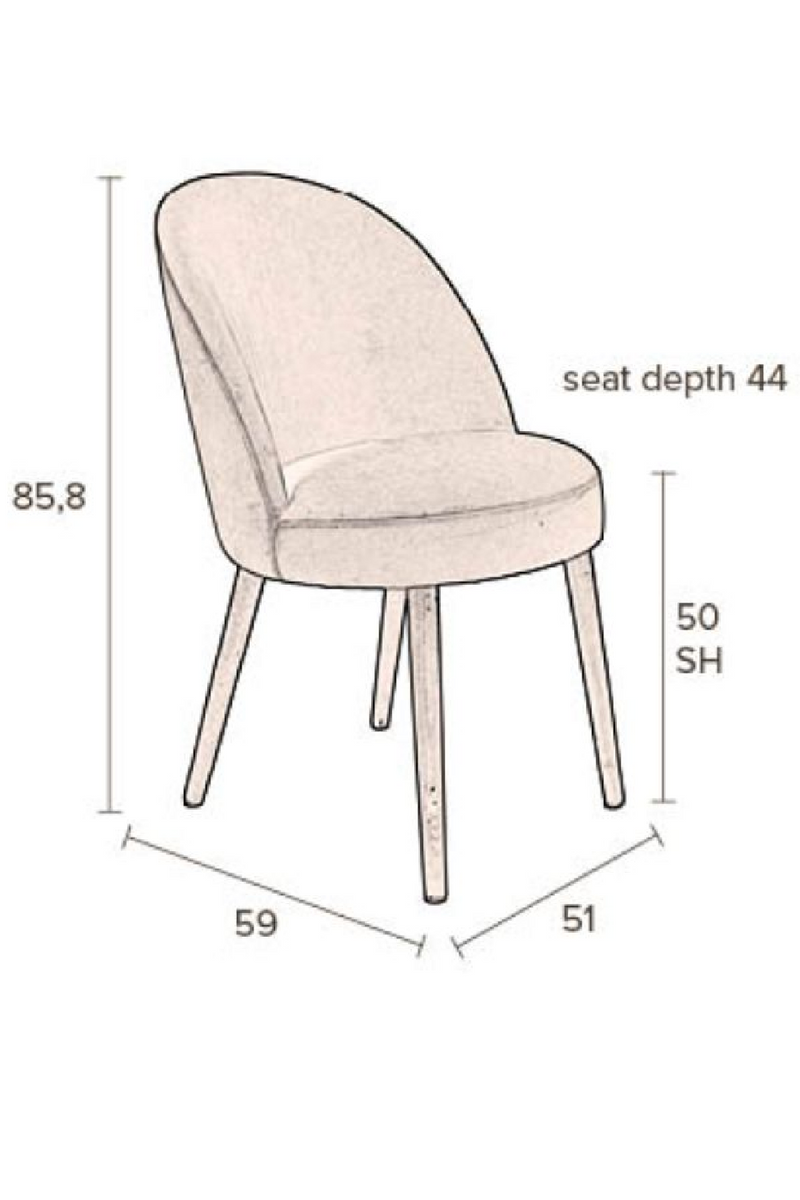 Gray Velvet Dining Chairs (2) | Dutchbone Barbara | Oroatrade.com