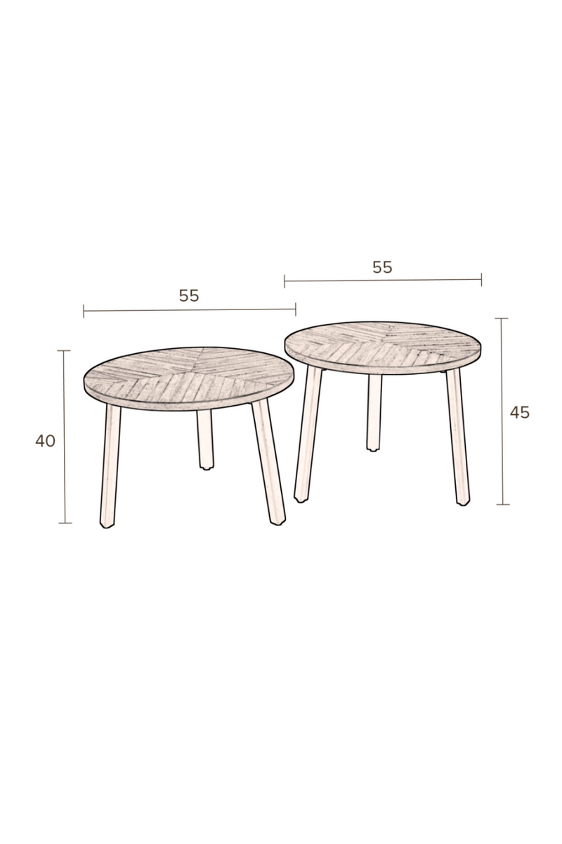 Teak Wooden Coffee Table Set | Dutchbone Mundu | Oroatrade.com