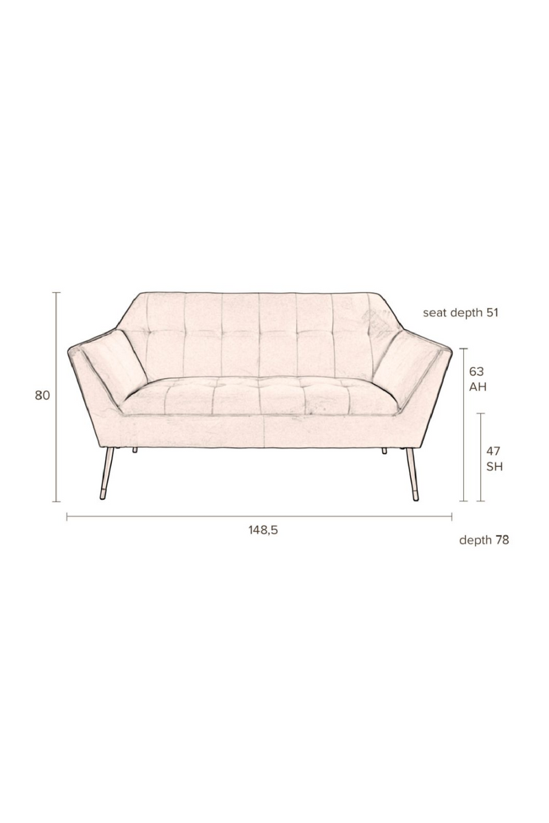 Deep Blue Velvet 2-Seater Sofa | Dutchbone Kate | Oroatrade.com