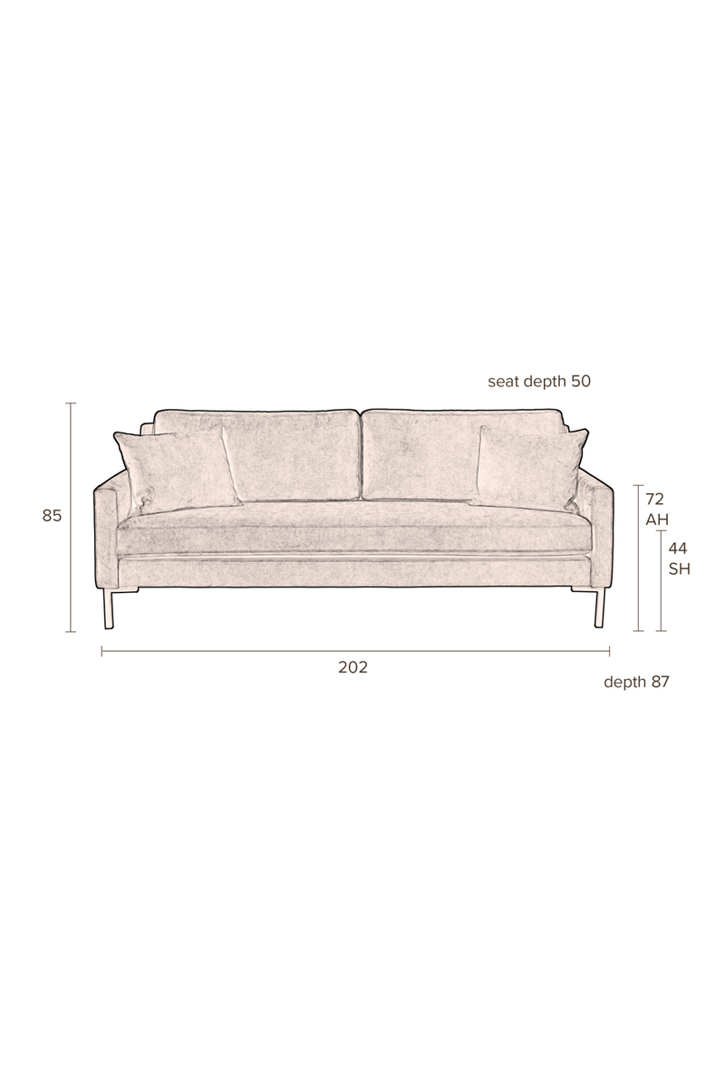 Caramel Upholstered 3-Seater Sofa | Dutchbone Houda | Oroatrade.com