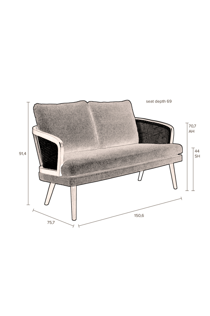 Rattan Backrest Upholstered Sofa | Dutchbone Manou | Oroatrade.com