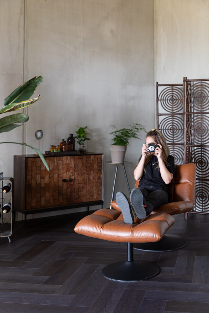 Brown Leather Ottoman | Dutchbone Bar | Oroatrade.com