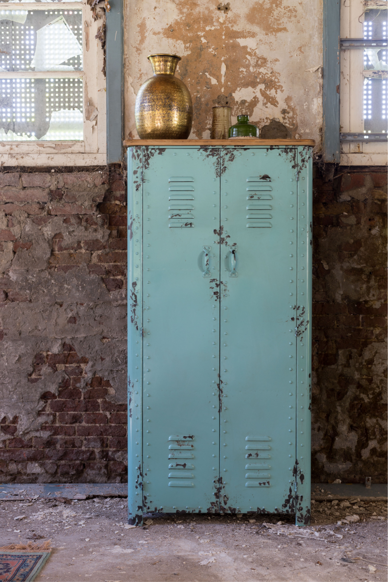 Turquoise Metal Accent Cabinet | Dutchbone Rusty | Oroatrade.com