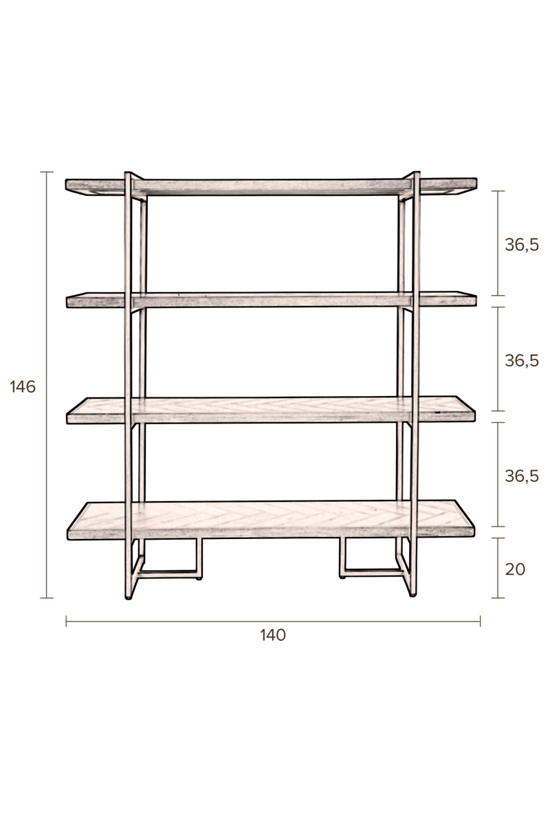 Acacia Wood 4-Shelf Bookcase | Dutchbone Class | Oroatrade.com