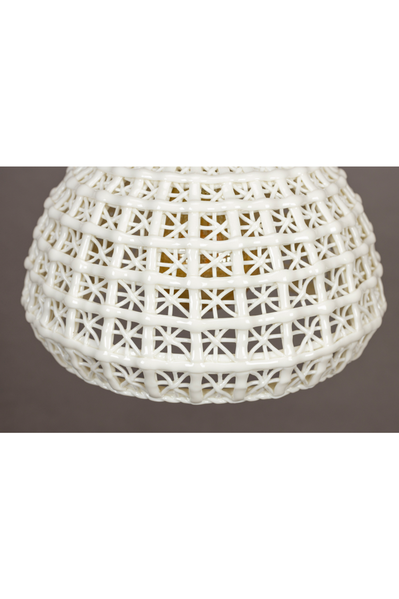 White Ceramic Pendant Lamp | Dutchbone Poppy | Oroatrade.com