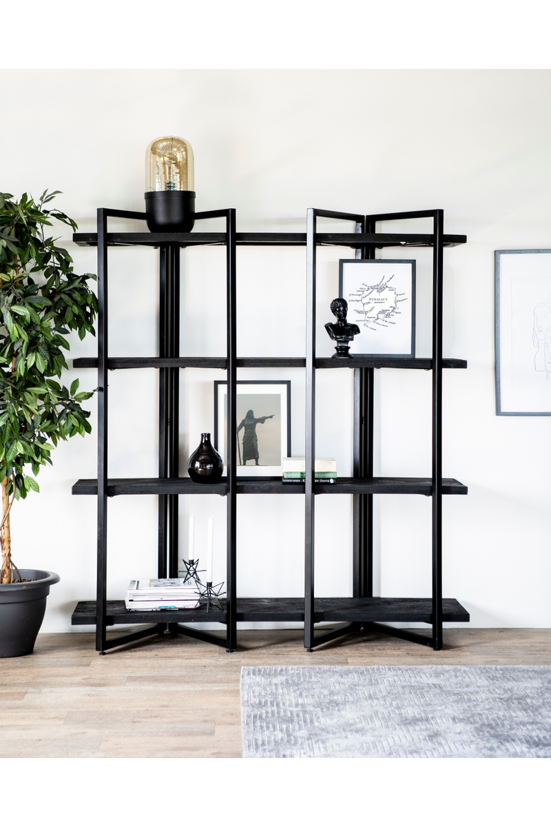 Black Wood 4-Shelf Bookcase | Eleonora Eddy High | OROA TRADE.com