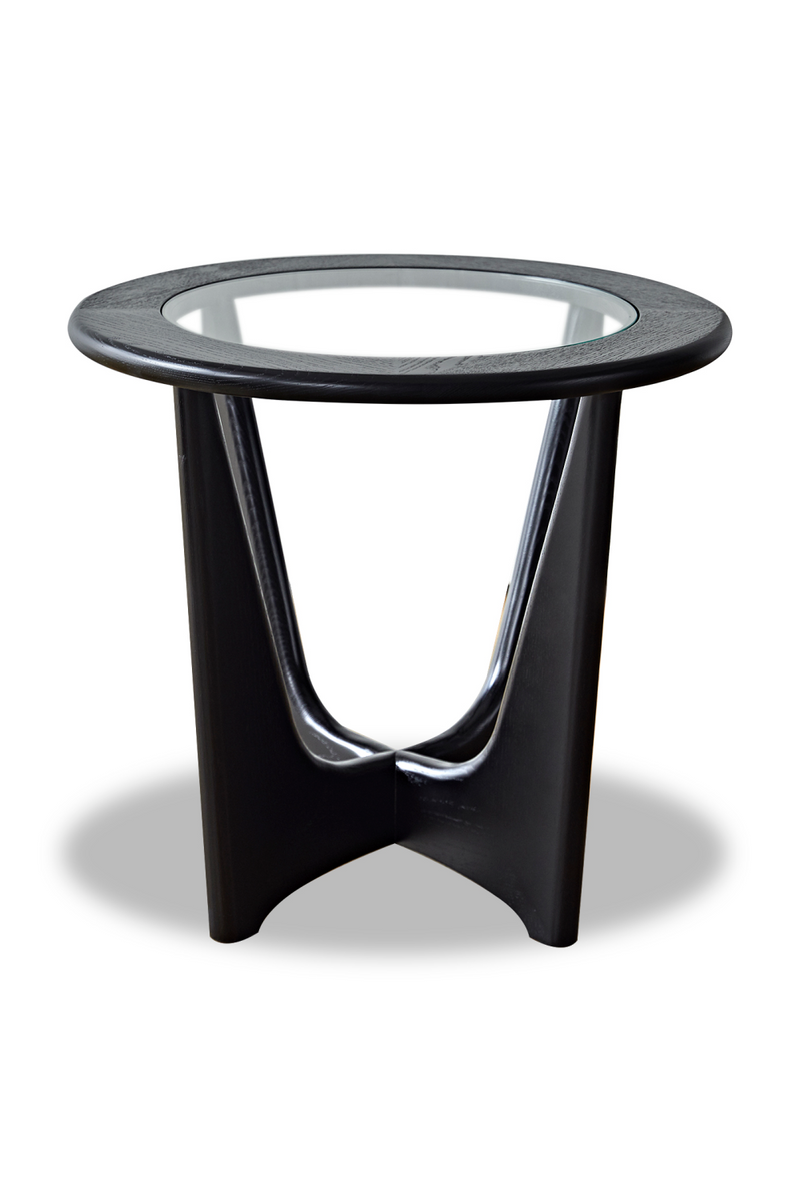 Glass Top Black Wooden Side Table | Liang & Eimil Sculpto | OROATRADETRADE.com