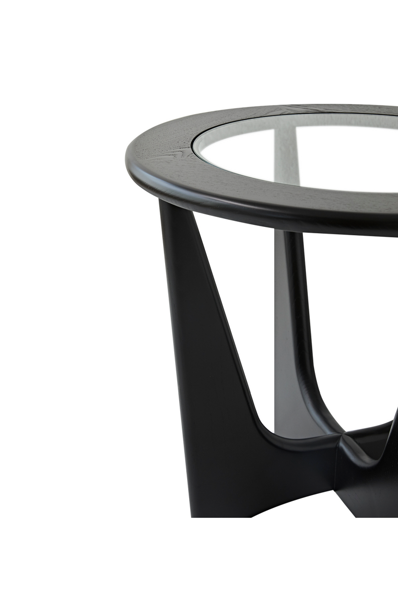 Glass Top Black Wooden Side Table | Liang & Eimil Sculpto | OROATRADETRADE.com