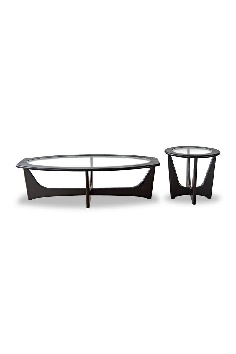 Glass Top Black Wooden Side Table | Liang & Eimil Sculpto | OROATRADETRADE.com