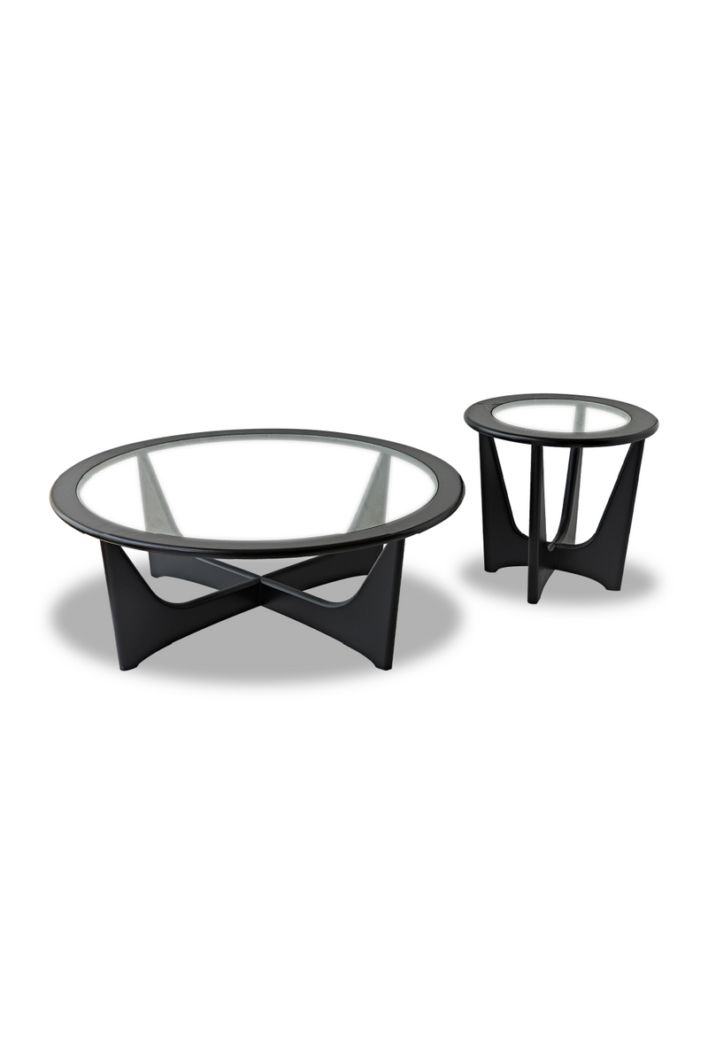 Glass Top Black Wooden Side Table | Liang & Eimil Sculpto | OROATRADETRADE.com