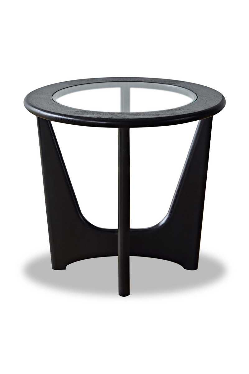 Glass Top Black Wooden Side Table | Liang & Eimil Sculpto | OROATRADETRADE.com