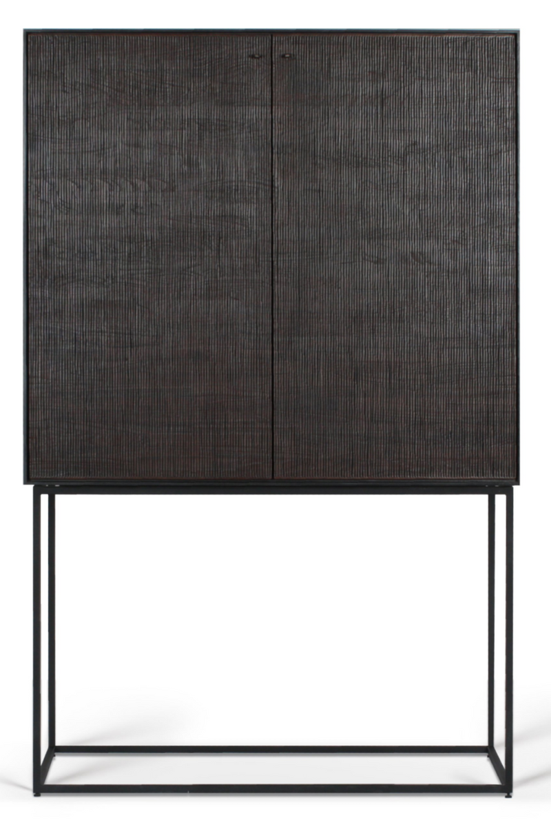 Black Teak Cupboard | Ethnicraft Grooves | OROA TRADE